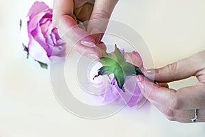 Artificial Rose Flowers from foam, foamiran Step-by-step masterclass workshop, handicraft guide, photo