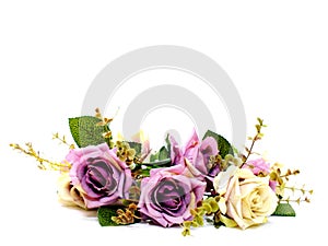 Artificial roses flowers bouquet isolated on white background