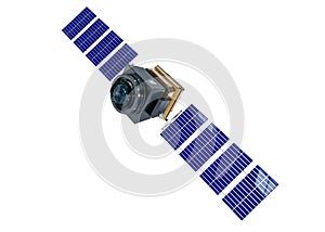Artificial satellite concept 3D rendering isolated on white