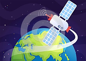 Artificial Satellites Orbiting the Planet Earth with Wireless Technology Global 5G Internet Network Satellite Communication