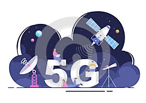 Artificial Satellites Orbiting the Planet Earth with Wireless Technology Global 5G Internet Network Satellite Communication