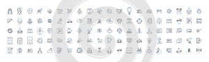 Artificial tech line icons collection. Robotics, Automation, Machine Learning, AI, Neural Nerks, Smart, Computer Vision