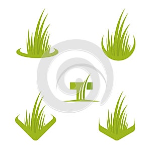 Artificial Turf Lawn and Garden Care Company Creative Design Element. Green Grass Landscaping Company Vector