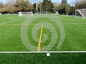 Artificial turf soccer and football field complex.