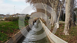 Artificial water channel for irrigation, juneda, lerida, spain, europe