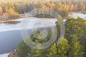 An artificial water reservoir in the area of the Klikow village in western Poland.