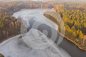 An artificial water reservoir in the area of the Klikow village in western Poland.