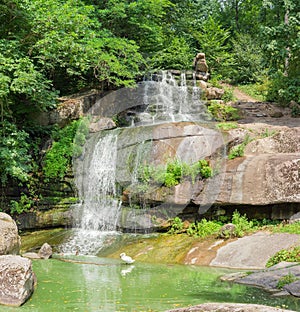 Artificial waterfall in arboretum Sofiyivka, Uman city, Ukraine