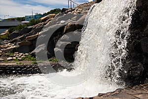 Artificial waterfall with clear water