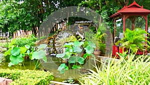 Artificial waterfall in garden