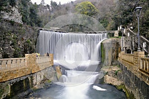 Artificial waterfall on river Psyrtsha in Abkhazia New Afon