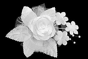 Artificial white wedding buttonhole