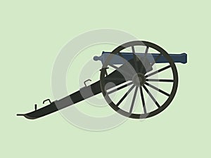 Artillery civil war cannon isolated with green background