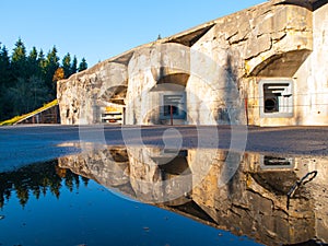 Artillery fortress Hanicka in Orlicke Hory, Czech Republic. Old massive stronghold from World War II photo