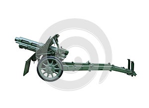 Artillery gun isolated over white