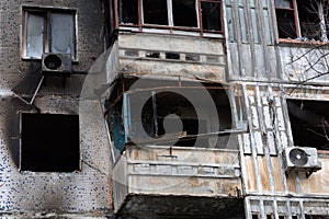Artillery shelling by Russia of an apartment building of civilian infrastructure in Kherson Ukraine