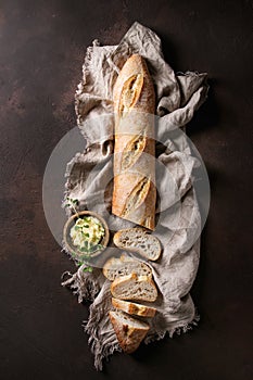 Artisan baguette bread