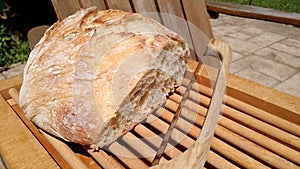 Artisan baked bread with slicer