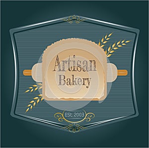 Artisan Bakery Vecto Logo with editable text on gradient background photo