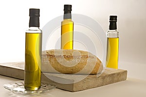 Artisan bread on cutting board. photo