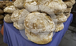 Artisan breads in a market