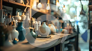 Artisan ceramic vases displayed on a rustic wooden table