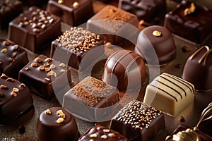 Artisan chocolates with various toppings photo
