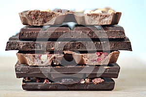 Artisan handmade chocolate. Chocolate bars with dried fruit