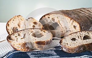 Artisan homemade sourdough bread slices