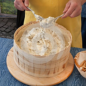 Artisan making of italian cheese