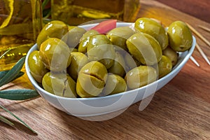 Artisan olives canned in extra virgin olive oil.