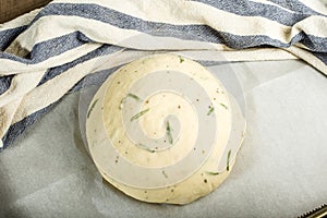 Artisan rosemary bread rising