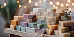 Artisan soap and natural products display.