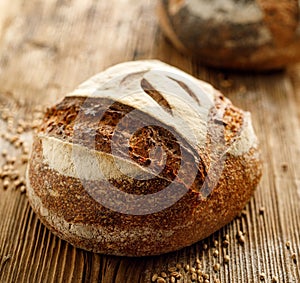 Artisan sourdough bread on a wooden background