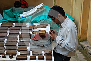 Artisan at work in Jaipur Fort