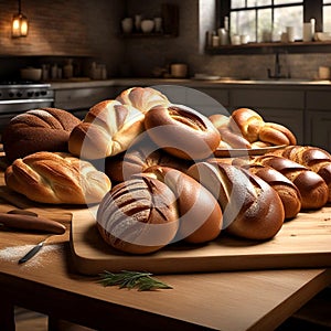 Artisanal Bread Basket: A Variety of Freshly Baked Delectable Loaves.