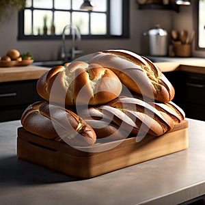 Artisanal Bread Basket: A Variety of Freshly Baked Delectable Loaves.