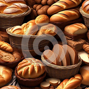 Artisanal Bread Basket: A Variety of Freshly Baked Delectable Loaves.