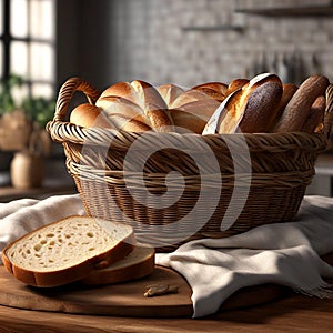 Artisanal Bread Basket: A Variety of Freshly Baked Delectable Loaves.