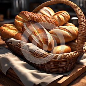 Artisanal Bread Basket: A Variety of Freshly Baked Delectable Loaves.