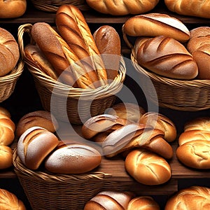 Artisanal Bread Basket: A Variety of Freshly Baked Delectable Loaves.