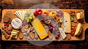 Artisanal Cheese Board with Nuts and Fruits
