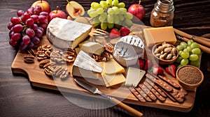 Artisanal Cheese Board with Nuts and Fruits
