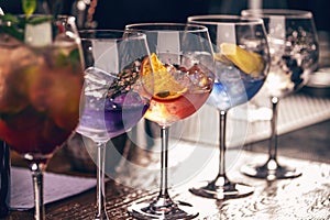 Artisanal craft cocktails in elegant stemware photo
