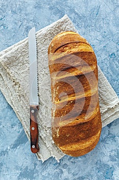 Freshly baked artisanal loaf on sourdough.