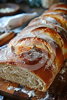 Artisanal Sourdough Bread Loaves on Rustic Wooden Board