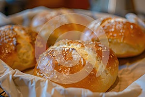 Artisanal Sourdough Bread Loaves on Rustic Wooden Board