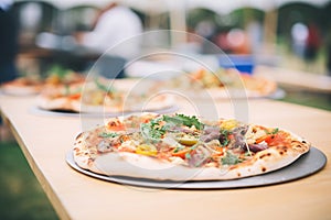 artisanal woodfired pizzas crafted at a food festival