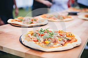 artisanal woodfired pizzas crafted at a food festival