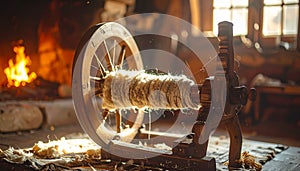 Artisanal Wool Spinning on a Vintage Wheel